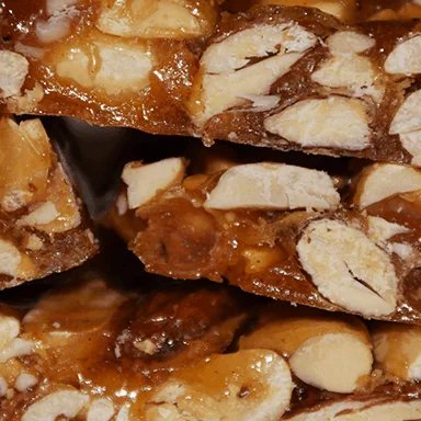 Close-up of nutty pecan brittle